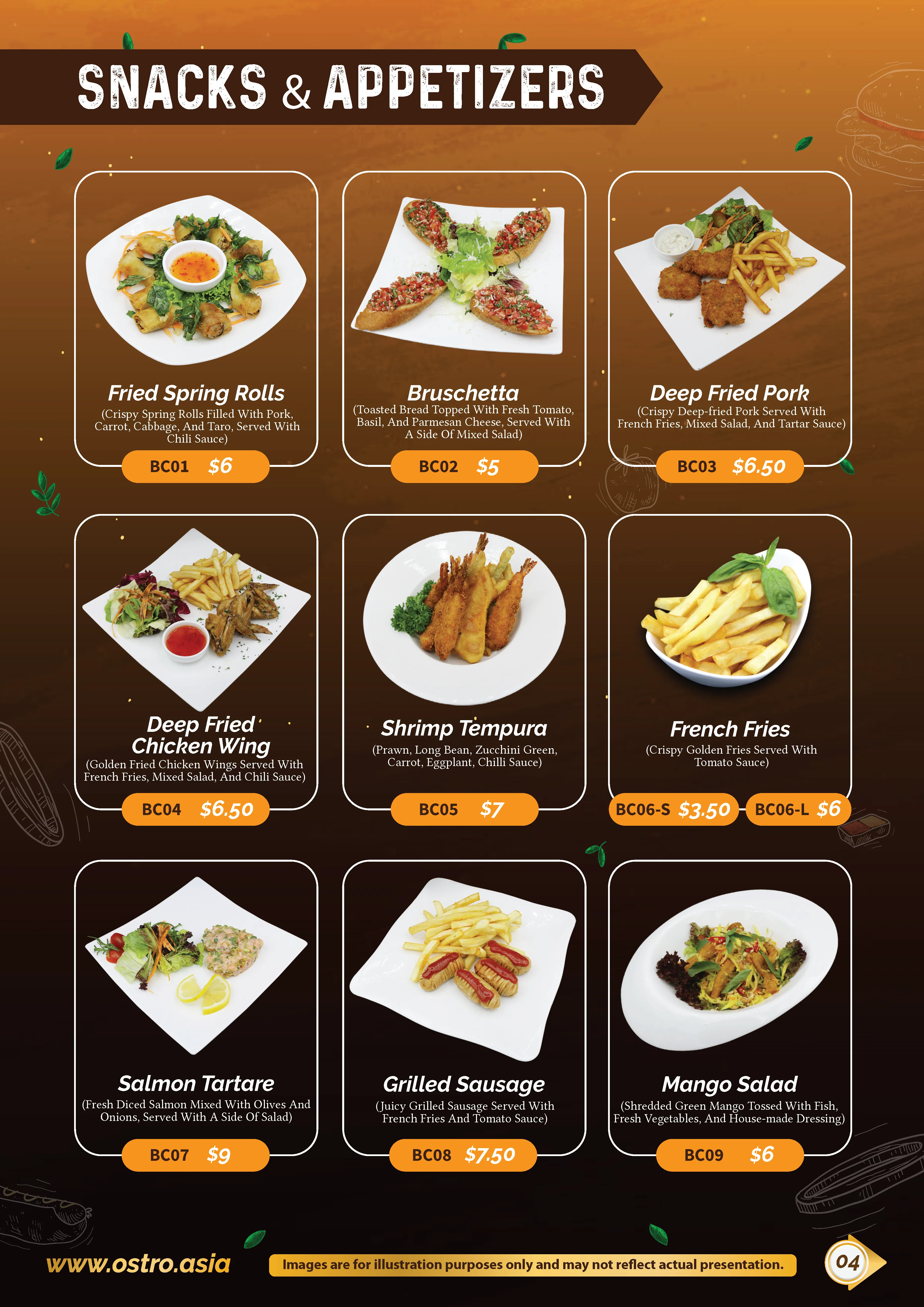Snack & Appetizers Menu 2